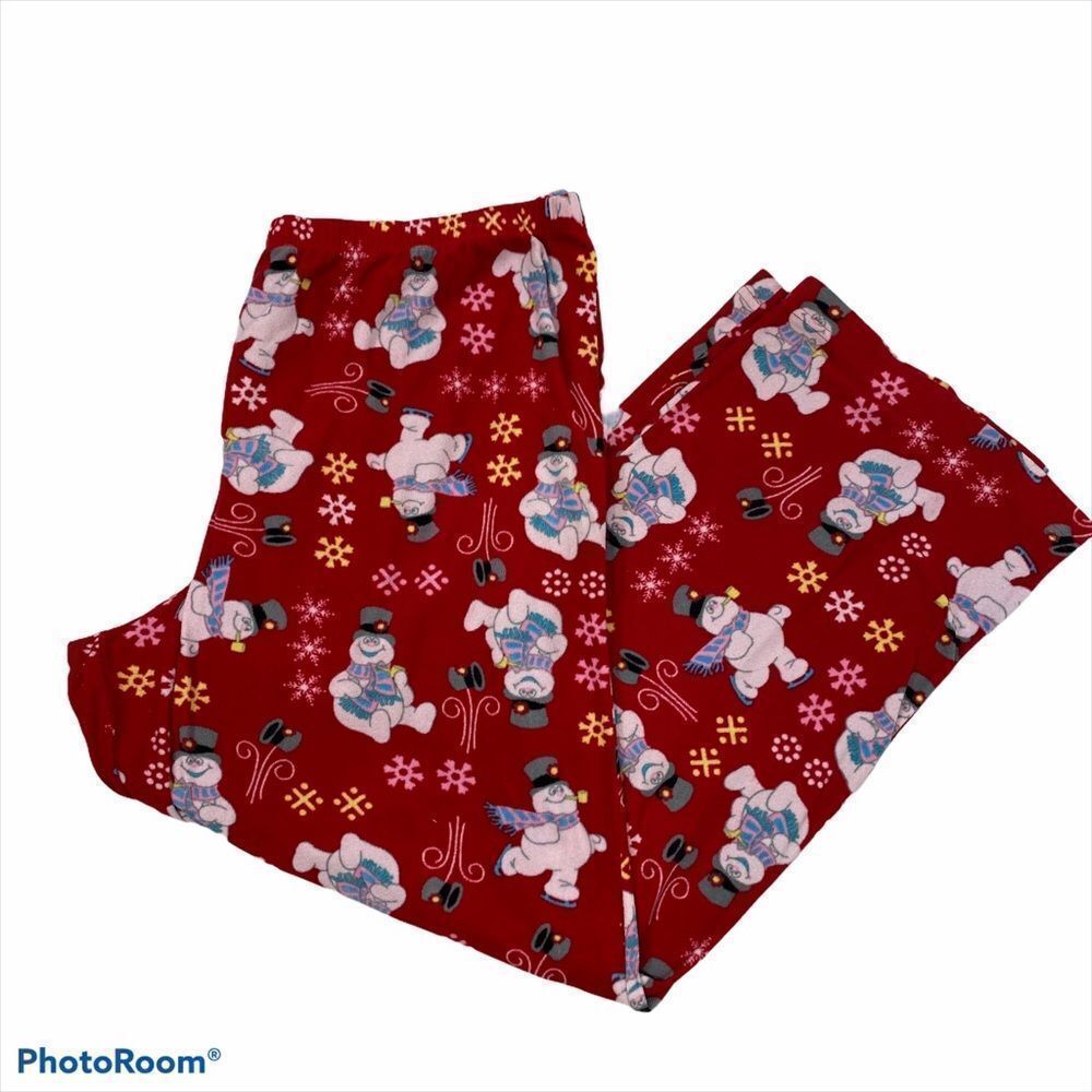 Ladies Snowman Themed Red Pajama Pants Size XL